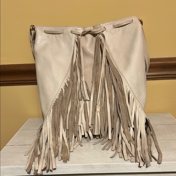 Below the Belt Fringe Cream Leather Bag - Picture 1 of 13